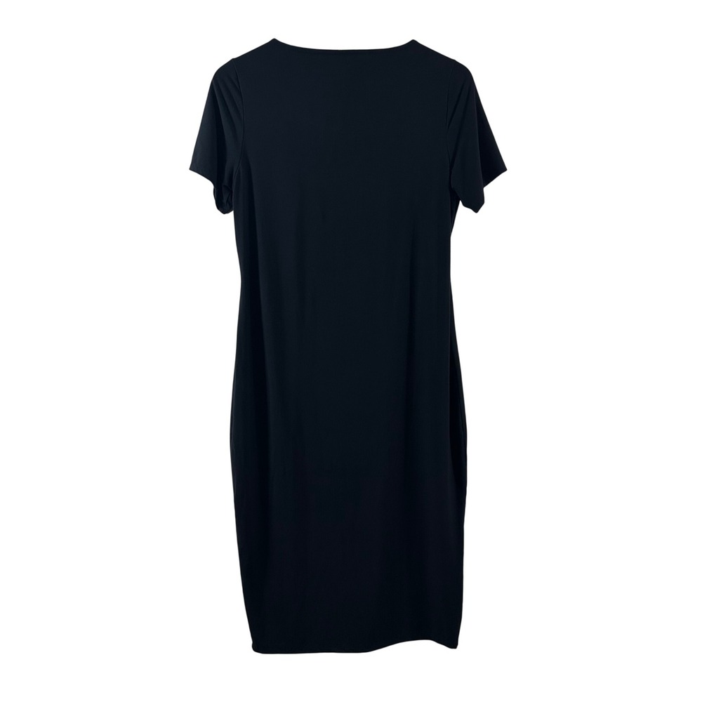 HATCH Women Black Bamboo Viscose Stretch Scoop Neck Short Sleeve Midi Dress S - Picture 3 of 5